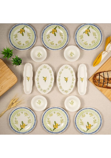 Fecra 14 Parça Casa Limone Kahvaltı Takımı Beyaz - Sarı