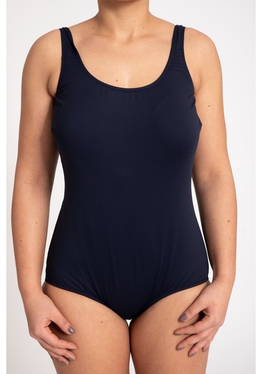 Pemilo 675 32722 - 1 Büyük Beden Düz Askılı Kadın Mayo Lacivert