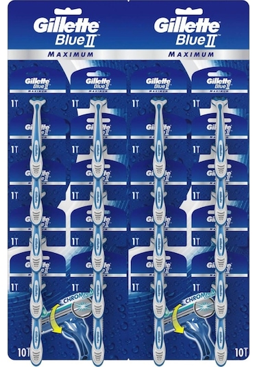 Gillette Blue2 Maximum Tıraş Bıçağı Kartela 2 x 10'lu