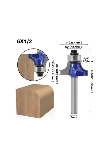 Suofeng Profesyonel Ahşap Freze Aleti: Yuvarlak Uçlu Köşe Oyma Bıçağı, Hassas Kesim İçin R Tipi Taşlama Aracı 6 1/2