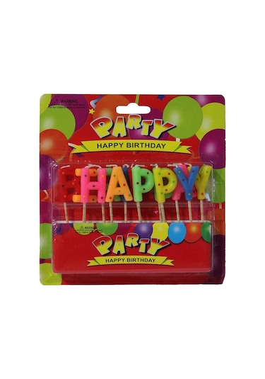 Kürdanlı Happy Birthday Yazılabilen Parti Mumu Çok Renkli