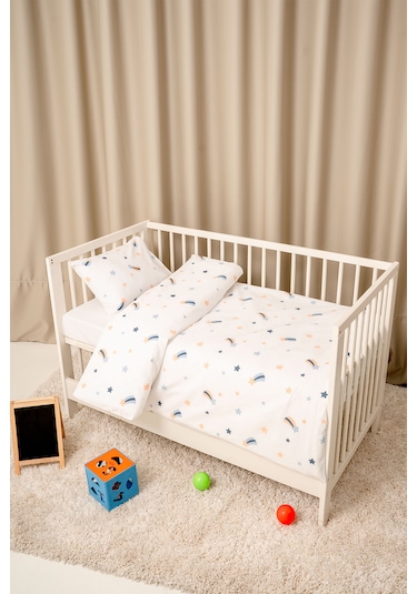 Bebek Nevresim Takımı Fermuarlı 95x145 CM Mavi Yıldız