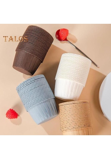 Beyaz 50 Adet Yüksek Sıcaklığa Dayanıklı Kek Kapları Yağlı Kağıt Su Geçirmez Kolay Kalıptan Tek Kullanımlık Gıda Sınıfı Pişirme Kapları