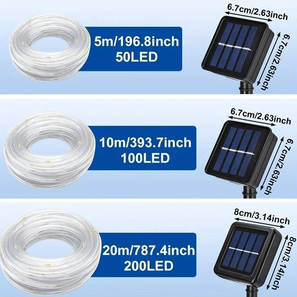 Trendooze Güneş Enerjili 8 Modlu 866 İnç Led Şerit Işık Bahçe Partisi