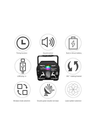 Cbtx Noel Taşınabilir Lazer Işığı Ses Sahne İçin Saplı Uzaktan Kumanda İç Mekan Işığı