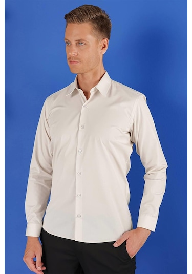 Gk 683 Slim Fit Taş Klasik Gömlek Taş