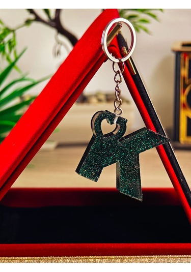 Harfli Anahtarlık Epoksi Kişiye Özel Yapım El Yapımı Harf Anahtarlık Kalp Model Özel Tasarım Hediyelik Ürün Kalp Desenli Simli Anahtarlık Bronz