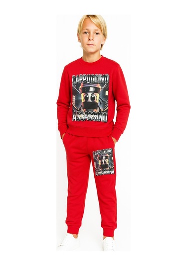Erkek Çocuk 2 İplik Şardonsuz Alt-üst Takım Dijital Baskılı 3-10 Yaş 12416 Kırmızı