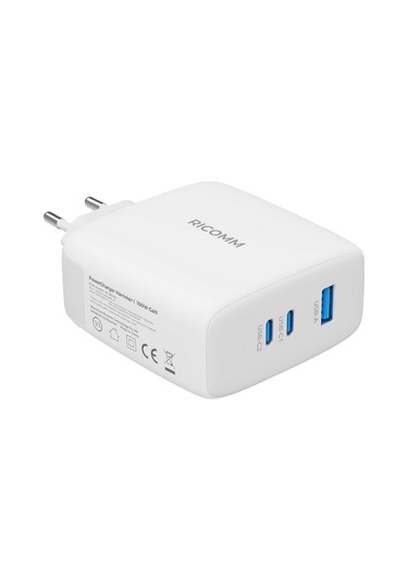 Ricomm 100W GaN 3 Portlu USB-C + USB-A QC5.0 PD Type-C Hızlı Şarj Cihazı + 100W Şarj Kablosu