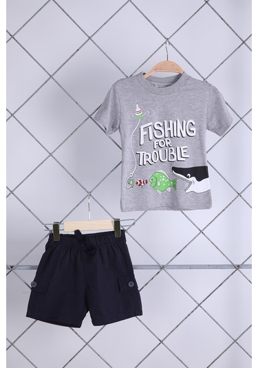 Babyhola 2'li Tişört Keten Şort Erkek Bebek Çocuk Bayramlık Alt Üst Takım Elbise 02021 001