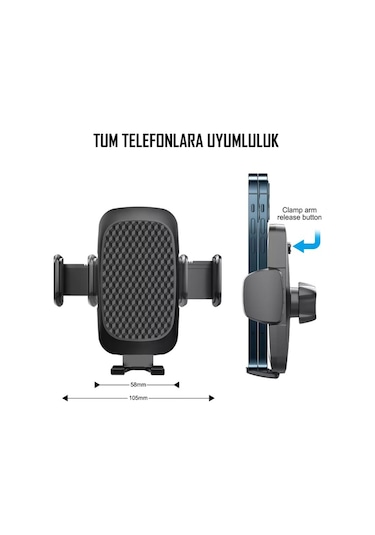 Batcell Araç İçi Uzayan Ayarlanabilir Vantuzlu Telefon Tutucu