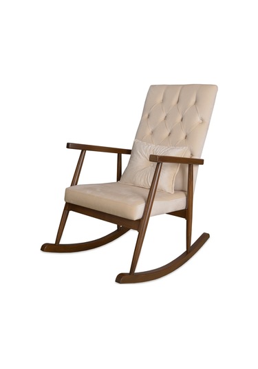 Asedia Trend Ceviz Krem Kapitoneli Sallanan Sandalye Koltuk