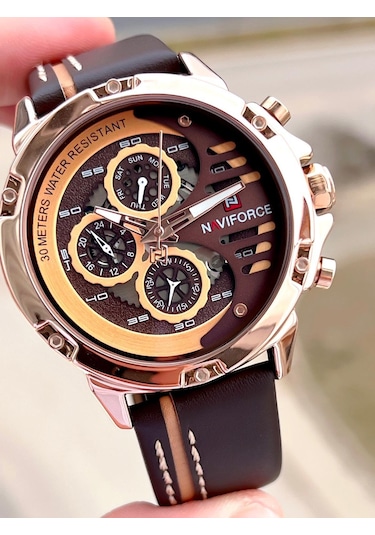 Naviforce Deri Kordon İç Fonksiyonları Aktif 3 Atm Suya Dayanıklı Erkek Kol Saati E.nvf.k.9110