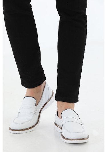 M.Karaca Hakiki Deri Ortopedik Klasik Erkek Ayakkabı beyaz