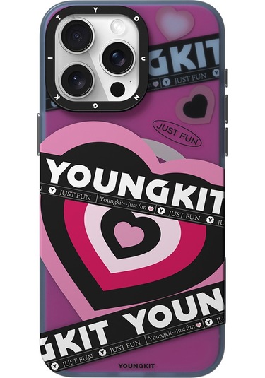 İphone Uyumlu 15 Pro Max Kılıf Magsafe Şarj Özellikli Airbagli Çift Katmanlı Youngkit Flipped Serisi Pembe