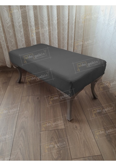Ayak Ucu Kapı Önü Antre Düz Bench Puf Orta Sehpa Gümüş Ayak 110 Cm Gri