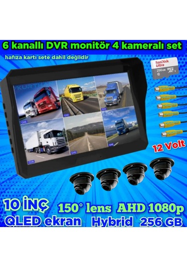 6 Kanallı Monitör 4 Adet 1080 P Ahd 150'' Ultra Mini Kamera Seti