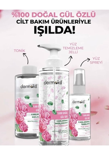 Dermokil Doğal Gül Suyu Cilt Bakım Seti 3'lü