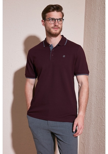 Buratti % 100 Pamuk Düğmeli Regular Fit Erkek Polo Yaka T Shirt 5902118 Vişne