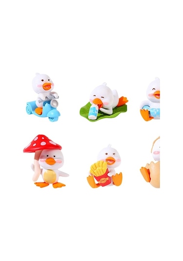 Pazly Suntek Şirin Ördek Mini Küçük Heykel Figürleri Beyaz 8x Hc