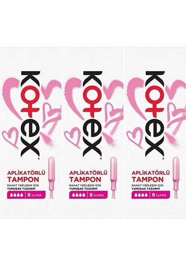 Kotex Aplikatörlü Tampon Süper 24 Lü Set 3pk 8