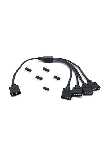 Alfais 4376 RGB Şerit 4 Pin LED Çoklayıcı Splitter Tek Kumanda 4 Çıkış