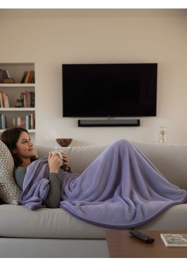 Wellsoft Battaniye, Dört Mevsim Televizyon Battaniyesi, Peluş, Polar Battaniye, Tek Kişilik, 170 230 Lila