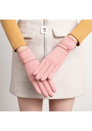 Kadınlar Ve Kızlar İçin Soluk Kahve Kış Eldivenleri Sıcak Dokunmatik Ekran Eldivenleri