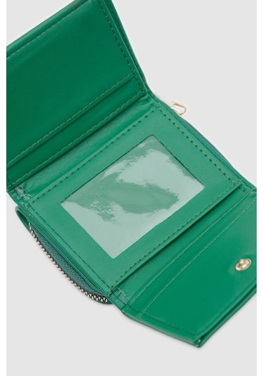 Yeşil Kadın Çok Gözlü Bol Kartlıklı Bozuk Ve Kağıt Para Bölmeli Ş Siyah