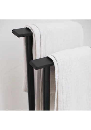 Albany Ayaklı Metal Banyo Havlu Askılığı Siyah