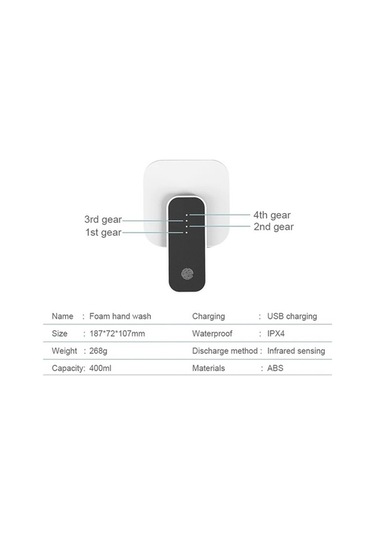 Ulzyvf Otomatik Endüktif Köpük Sabunluk Usb Şarjlı Beyaz El Yıkama Aparatı Beyaz