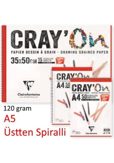 Clairefontaine Cray'on Çizim Blok A5 Üstten Spiralli 120 G 50yp