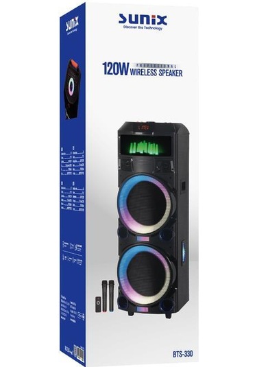 Sunix 120w 8000 Mah Çift Mikrofonlu Kumandalı Bluetooth Hoparlör Bts-330
