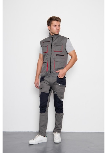 Orange Safety Gri Takım Berlin Harman Karışımı Yelek + Pantolon 001
