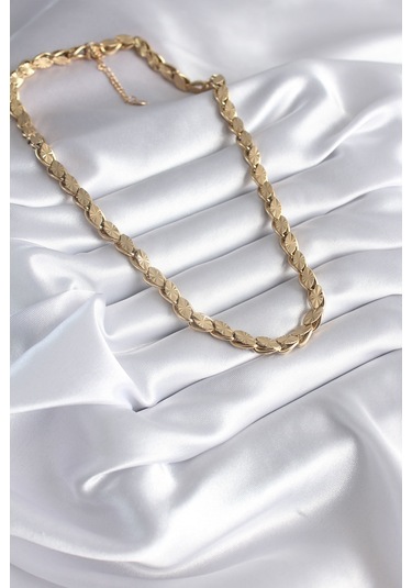 Ezoconcept 316l Çelik Gold Renk Lazer Kesim Arpa Zincir Model Kadın Kolye Çok Renkli