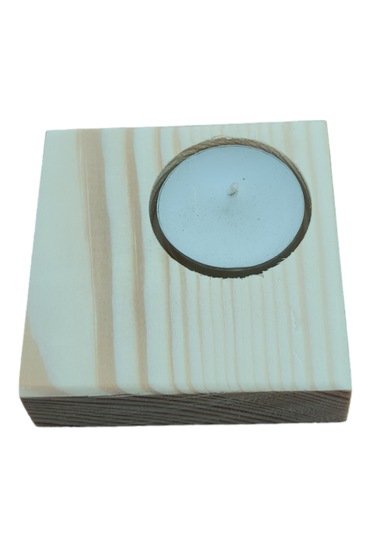 20 Adet Ahşap Kare Çam Kütük Mumluk Hediyelik 7,5 X 7,5 Cm