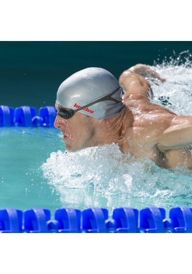 Gri Silikon Uzun Saç Unisex Yetişkin - Çocuk İçin Yüzmek Kap Şapka Gri