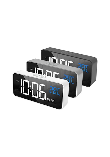 Dofolink Led Müzik Saat, Akıllı Ses Kontrol, 2 Alarm Ayarı, 4 Seviye Parlaklık, Gümüş/beşik/siyah, İçin Li-poly Batarya