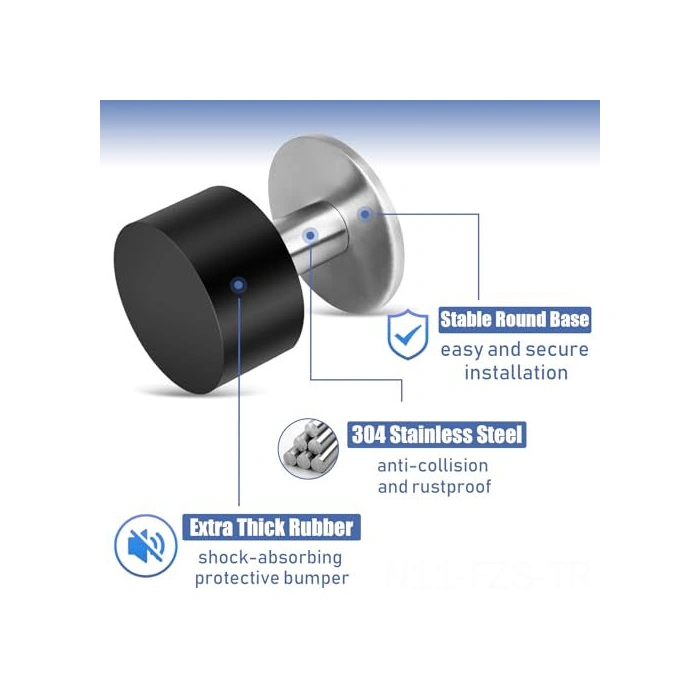 Fosenze Siyah, 2 Adet, Özlüklü Ve Sesten Koruyucu, Otomatik Yapışkan, Çelik Gövde, Delme Yok, Kapı Döşeme Koruyucu Bumperı