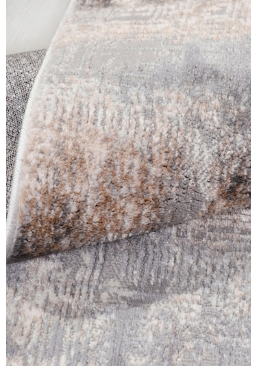 Notteo Modern Halı Yumuşak Dokulu, Dokuma Tabanlı, 7 Mm İnce Form, Dayanıklı Gri - Bej