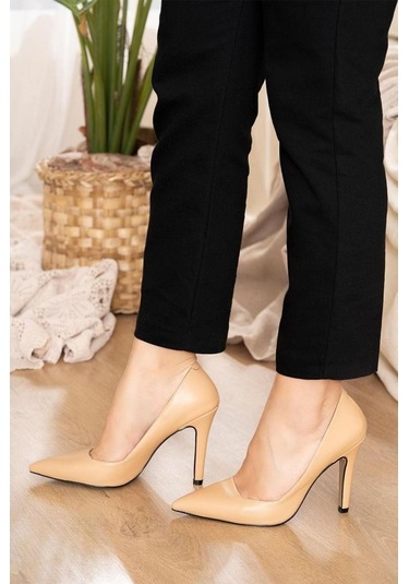 Kadın Kaydırmaz Taban Yumusak Deri Topuklu Stiletto Alara 001