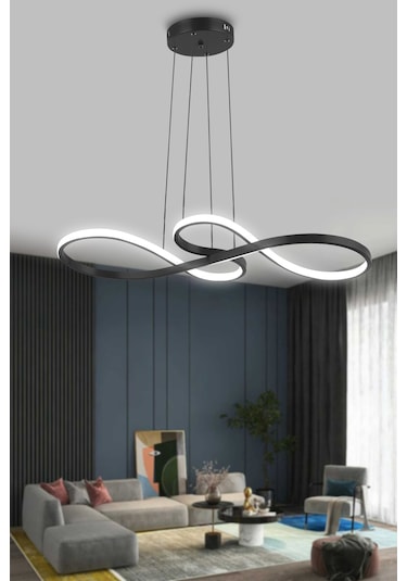 Yol Modern Sarkıt Mutfak, Balkon Led Avize - Kumandalı / Siyah Siyah