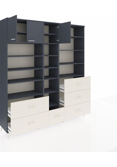 Hyperion Dolap 17 Raflı 6 Çekmeceli 3 Kapaklı 220x44x243 Antrasit-antrasit/aytaşı Antrasıt/aytası Hyperion Dolap 17 Raflı 6 Çekmeceli 3 Kapaklı 220x44x243 Antrasit-antrasit/aytaşı Antrasıt/aytası