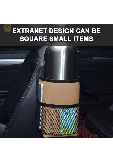 Kahverengi Seametal Araba Koltuğu Yan Saklama Çantası İç Oto Koltukları Yan Organizatör Su Bardağı Tutucu Aksesuarları