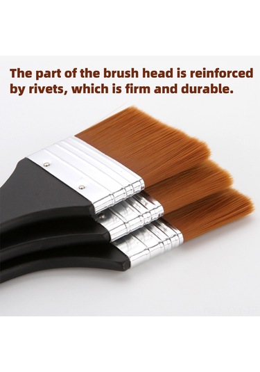 Yaleker 3 Numara Nilon Tüylü Boya Fırçası - Su Boyama, Yağlı Boya Ve Duvar Resimleri İçin Ahşap Saplı