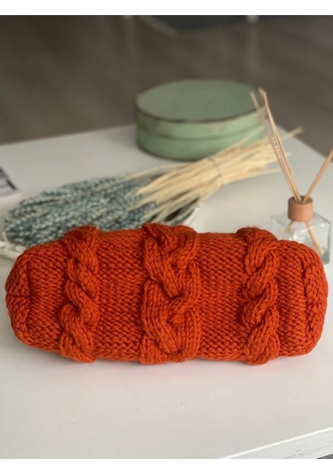 El Yapımı Turuncu Saç Örgü El Çantası Turuncu