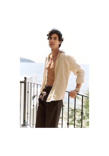 Enrico Kemer Detay Kahve Erkek Pantolon Kahve