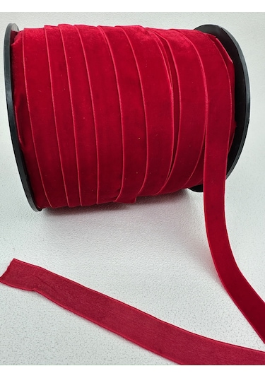 2 Cm Düz Kadife-kırmızı-5 Metre-yılbaşı Paket Süslemede-çam Ağacı Süslemede