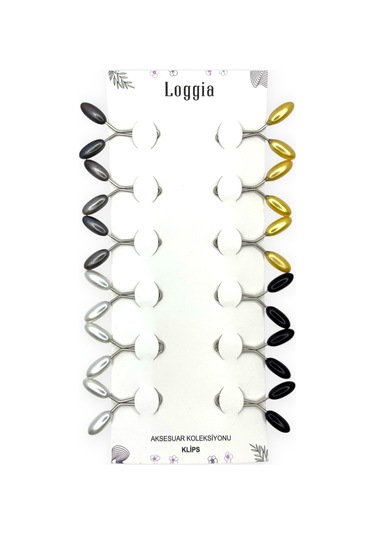 Eşarp Şal Klipsi 12 Adet Arpa Model Ana Renkler Klips - Kadın Tesettür Aksesuar İğne Karışık Ana