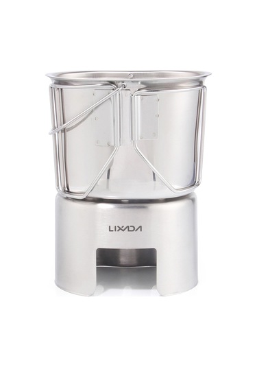 Lixada Gümüş Kamp Tencere Paslanmaz Çelik Kantin Fincan Asılı Gümüş